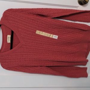 Sonoma Size L Salmon V-Neck 100% Cotton Sweater NWT